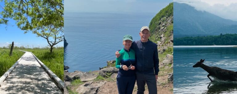 nick and sarah hiking in hokkaido